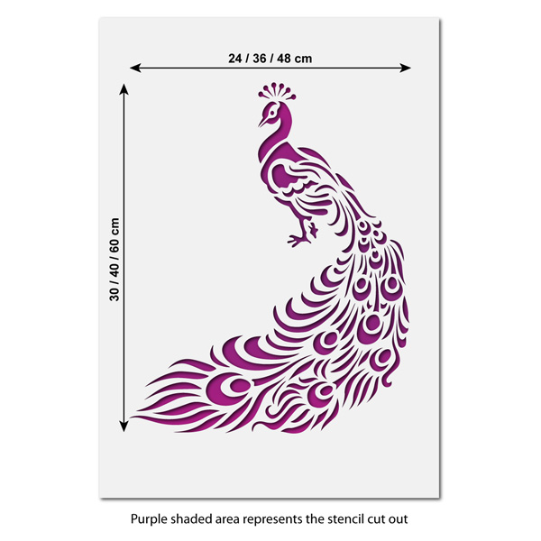 Download Peacock Bird Stencil - Large Reusable Peacock Template by ...