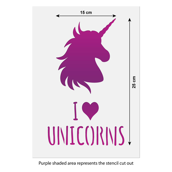 i love unicorns stencil 15 x 25 cm unicorn silhouette craft